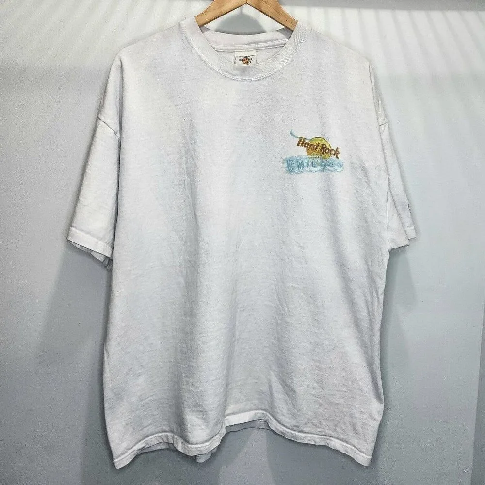 Hard Rock Chicago Vintage USA Made Shirt White Windy City Rare OG‎ 90s Size 2XL